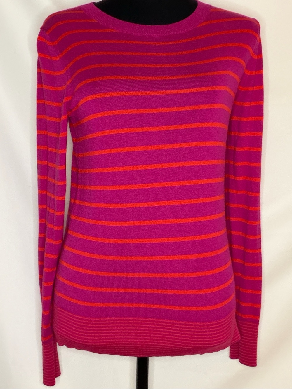 BANANA REPUBLIC SILK CASHMERE PINK/ORANGE STRIPED SWEATER